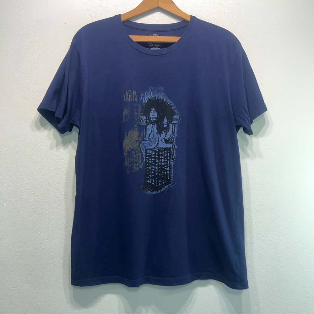 John Lennon John & Yoko War Is Over Blue Shirt Size XL Cotton